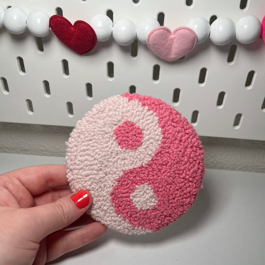 Pink Yin-Yang Mug Rug Coaster