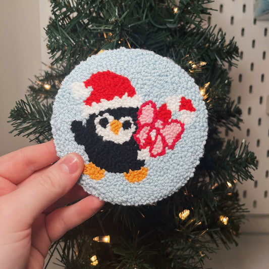 Christmas Penguin Mug Rug Coaster