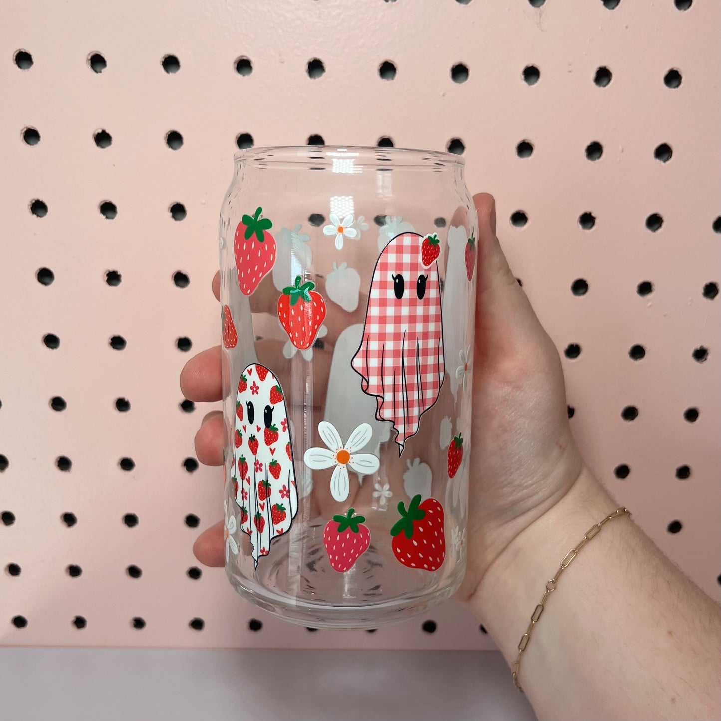 Strawberry Ghost Glass Cup