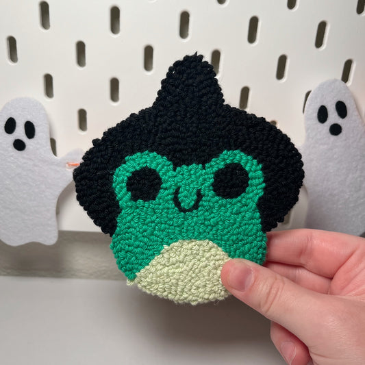 Green Frog Witch Hat Mug Rug Coaster