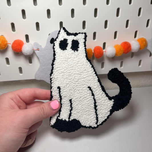 Ghosty Cat Mug Rug Coaster