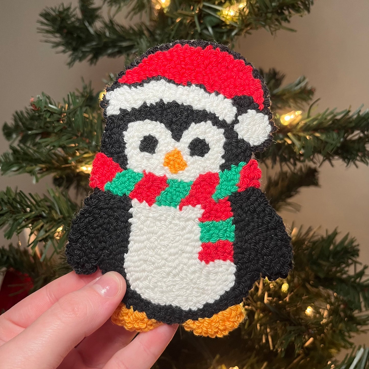 Christmas Penguin Mug Rug Coaster