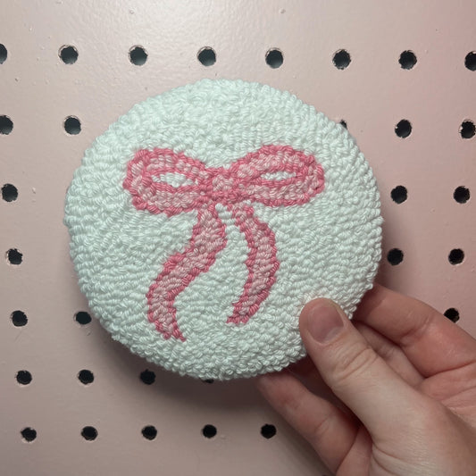 Cute Pink Bow Mug Rug Coaster