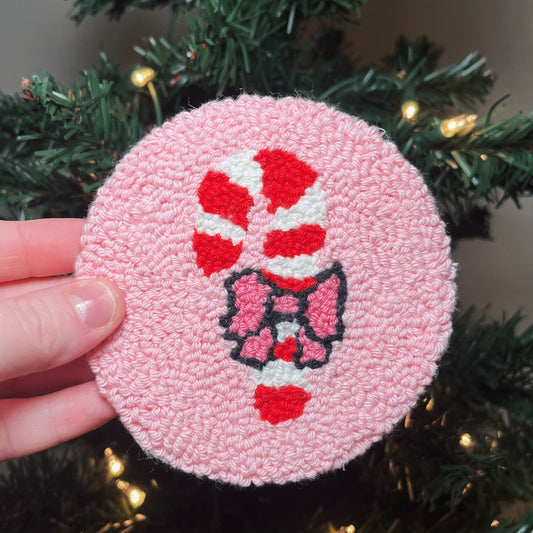 Candy Cane Mug Rug Coaster