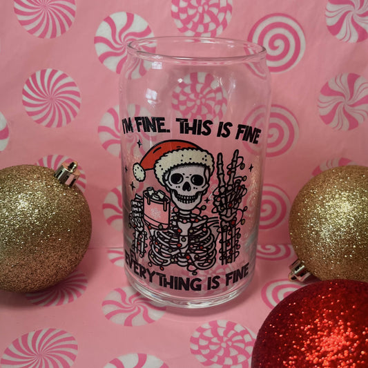 Everything is Fine Skeleton Glass Cup