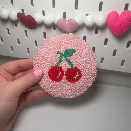 Pink Cherries Mug Rug Coaster